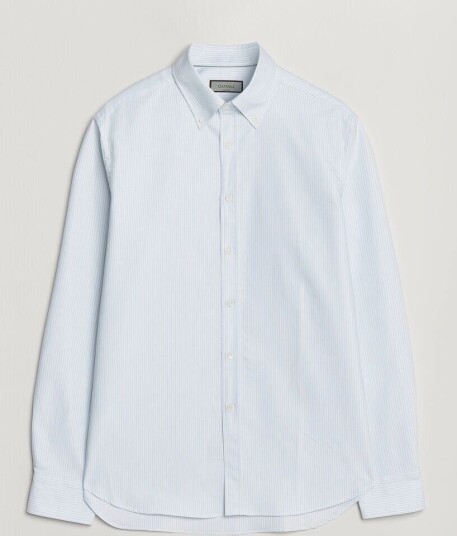 Canali Oxford Button Down Shirt Light Blue Stripe