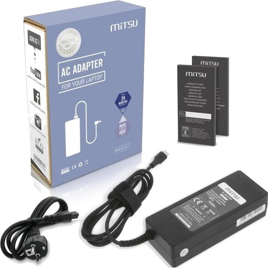 Mitsu 100W Usb-C Strømadapter 5-20V 3-5A Svart Til Bærbar Pc
