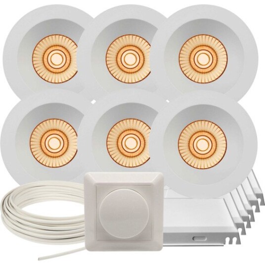Namron Downlightpakke Alfa Reflektor Soft Warmdim Hvit 6 Pk