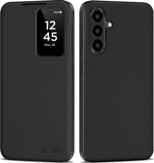 Tech Protect Samsung Galaxy A56  Smart Clear View Flip etui med kortspor Svart