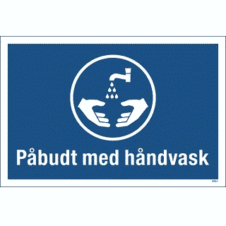 Påbudt med Håndvask 30x20 cm Selvklebende