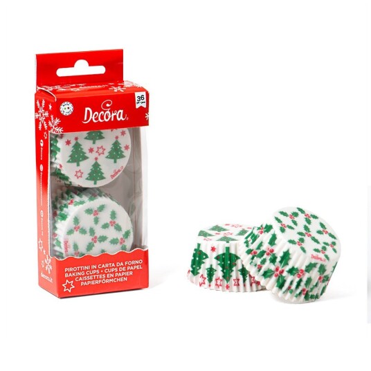 Decora Muffinsformer Kristtorn Og Juletre Pk/36 