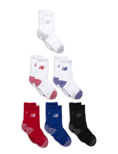 New Balance Youth Active Crew Socks 6 Pack White L New Balance Youth Active Crew Socks 6 Pack White L