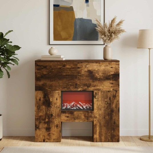 vidaXL Elektrisk peis Røkt Eik 75 x 24,5 x 75 cm Konstruert tre