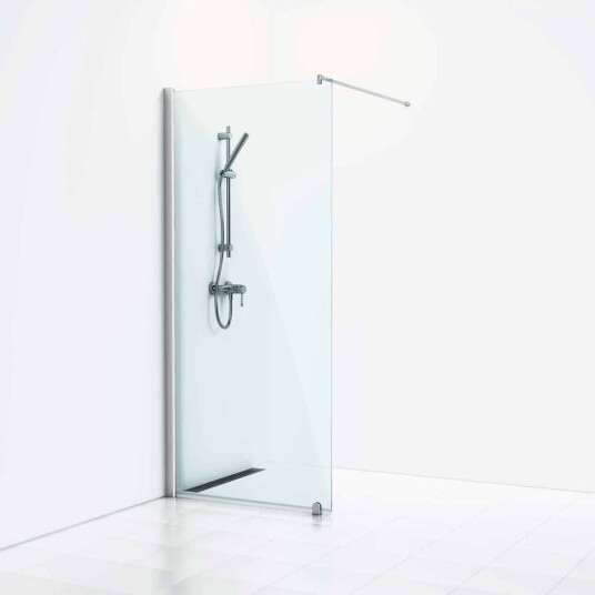 Svedbergs Skoga Dusjvegg Rett (Walk-in) Matt Aluminium / 77cm Klart Glass