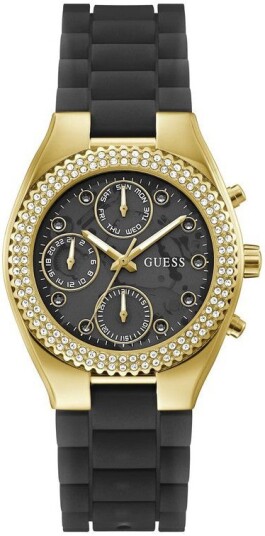 Guess Dameklokke GW0773L2 Multifunction Sort/Gummi Ø37 mm Guess Dameklokke GW0773L2 Multifunction Sort/Gummi Ø37 mm