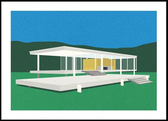 Ludwig Mies Van Der Rohe Farnsworth House Plakat Plakat / 50x70cm Ludwig Mies Van Der Rohe Farnsworth House Plakat Plakat / 50x70cm