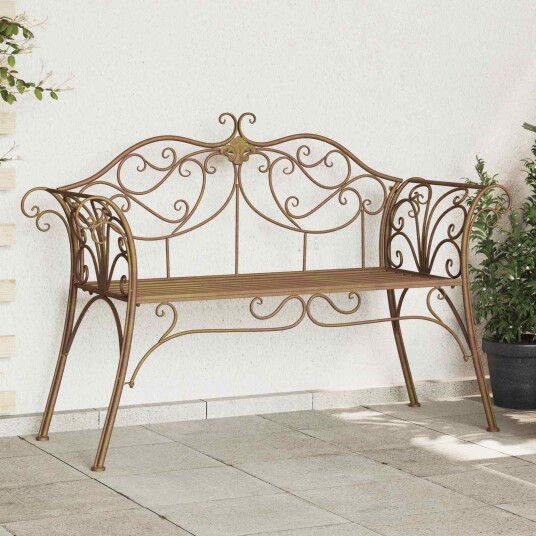 vidaXL Hagebenk 2  seter 131 x 47,5 x 90 cm Stål Antikk Brun