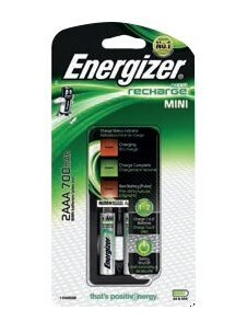 Energizer Mini Batterilader med 2x AAA 700 mAh - Sort