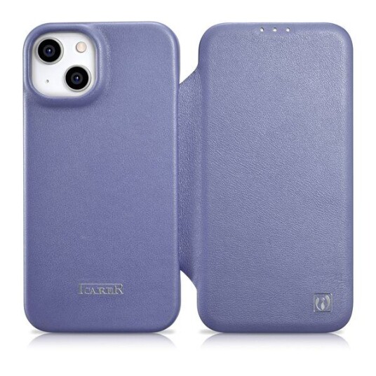 Icarer Ce Premium Lærveske Iphone 14 Plus Magnetic Flip Lærveske Magsafe Lys Lilla (Wmi14220715-Lp)