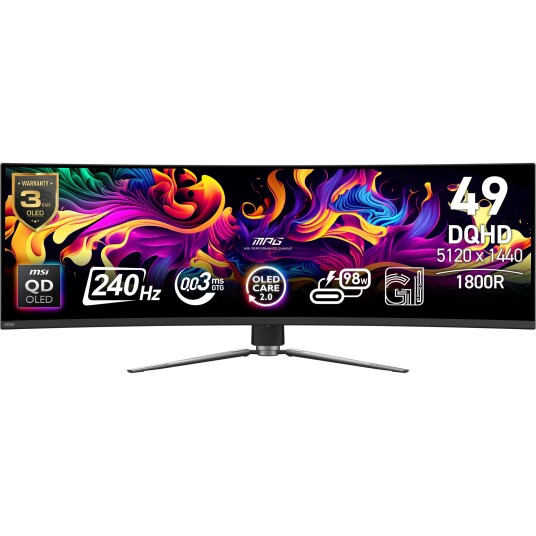 MSI MPG 491CQPXDE 49" Gaming QD-OLED Skjerm 5120x1440 240Hz MSI MPG 491CQPXDE 49" Gaming QD-OLED Skjerm 5120x1440 240Hz