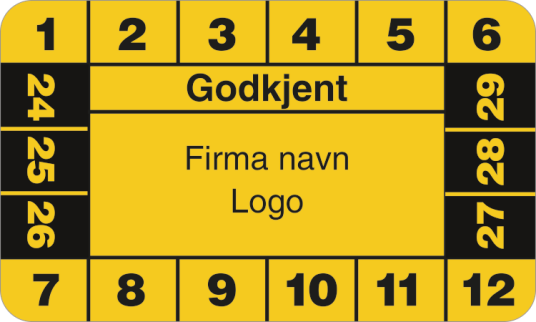 Godkjent - KUNDESPECIFIK - Vinyl klistremerke - 30 x 50 mm - Gul