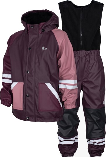 Lindberg Kids' Fagerhult Rain Set Fleece Plum/dry Rose 140