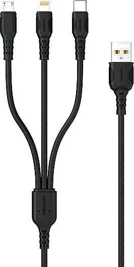 Usb-Kabel Denmen Usb-A Til Usb-C + Microusb + Lightning 1 M Svart 29360 Usb-Kabel Denmen Usb-A Til Usb-C + Microusb + Lightning 1 M Svart 29360