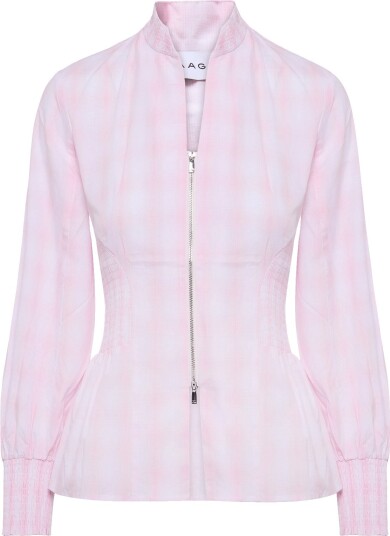 Laagam Mina Pink Squared Zippered Blouse PINK XS/34