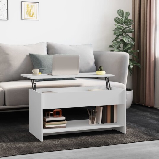 vidaXL Salongbord hvit 102x50x52,5 cm konstruert tre vidaXL Salongbord hvit 102x50x52,5 cm konstruert tre