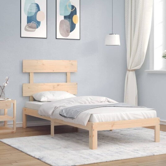 vidaXL Sengeramme med hodegavl 90x200 cm heltre