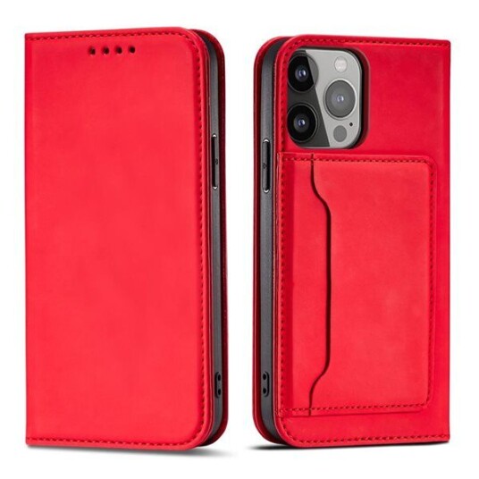 Hurtel Magnet Card Case for Samsung Galaxy S23+ Flip Cover Wallet Stand Red