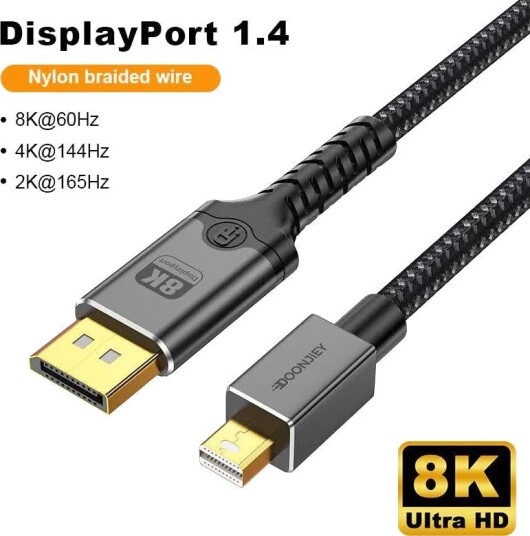 Nördic Mini DisplayPort til DisplayPort kabel 8K@60Hz 4K@240Hz 32.4Gbps 3m Nördic Mini DisplayPort til DisplayPort kabel 8K@60Hz 4K@240Hz 32.4Gbps 3m