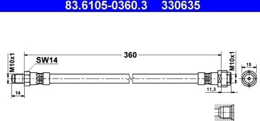 Bremseslange ATE 83.6105 0360.3
