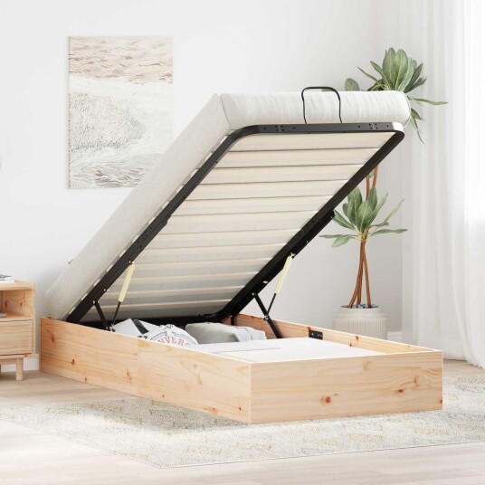  Ottoman Seng Ramme med Oppbevaring Naturlig 80 x 200 cm