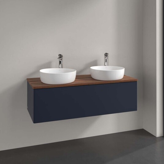 Villeroy & Boch Antao Servantskap med 1 skuff 120x50x36 cm u/lys Blå Matt/Valnøtt