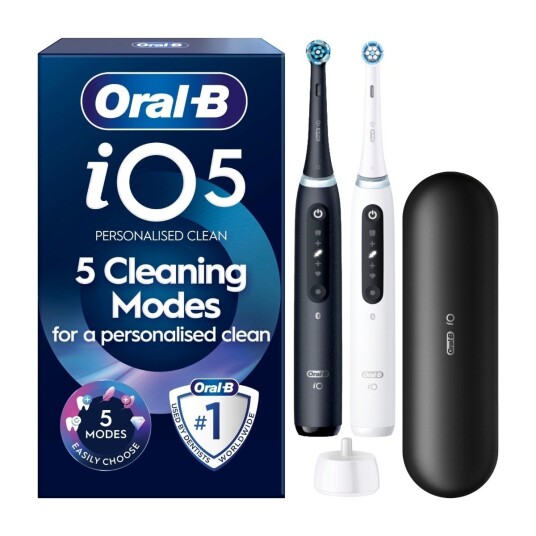 Oral-B iO5 Duo Edition Elektrisk Tannbørste Matt Svart & Hvit