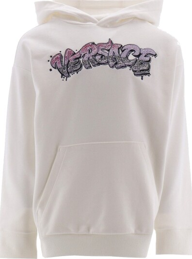 Versace Hettegenser Hvit m. Rhinestone Versace 12 år 152 Hettegenser