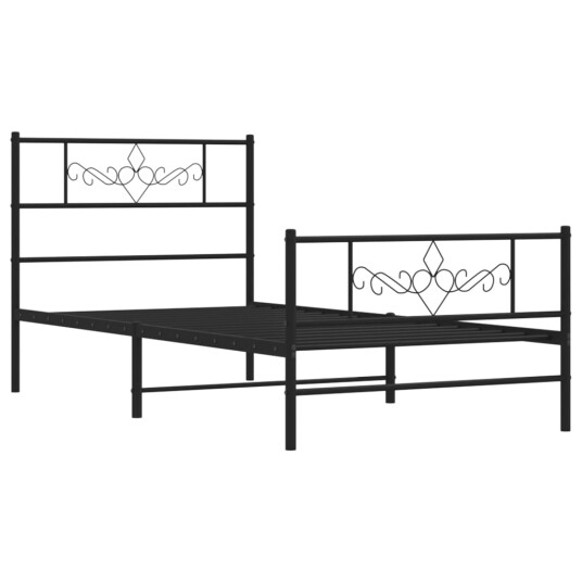Sengeramme i metall med hodeog fotgavl svart 90x190 cm Sengeramme i metall med hodeog fotgavl svart 90x190 cm