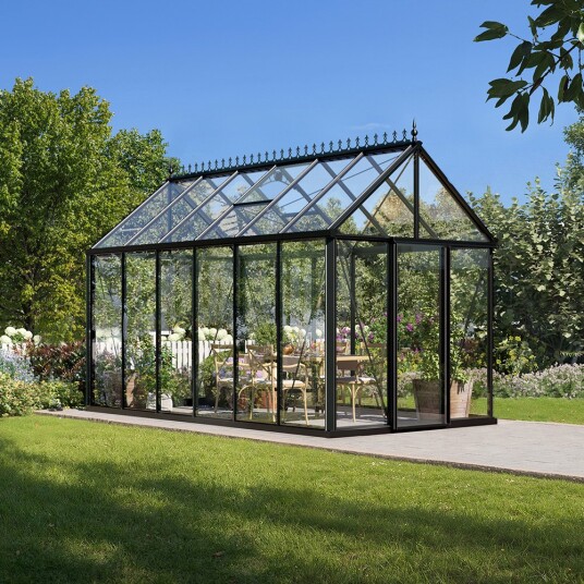 Drivhus Oasen Senior Victorian Svart, 14,2 M²