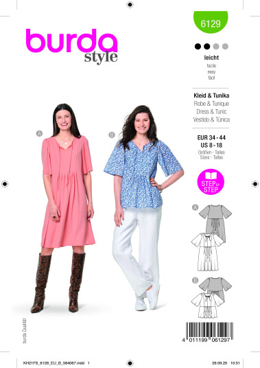 Burda 6129 - Tunika & Kjole EUR: 34-44, US: 8-18