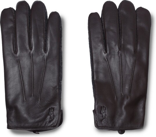 Polo Ralph Lauren Leather Hybrid Glove Glv DARK BROWN M
