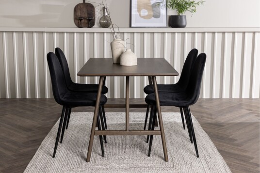 Venture Home Kaseidon Spisegruppe 120 cm Rektangulær med 4 Polar Stoler Sort