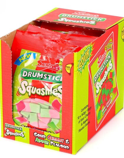 12 stk Swizzels Drumstick Squashies med Surt Kirsebær og Eplesmak Hel Eske