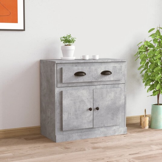 vidaXL Skjenk betonggrå 70x35,5x67,5 cm konstruert tre vidaXL Skjenk betonggrå 70x35,5x67,5 cm konstruert tre
