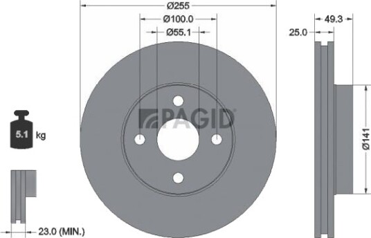 PAGID 54258NC Bremseskive PAGID 54258NC Bremseskive