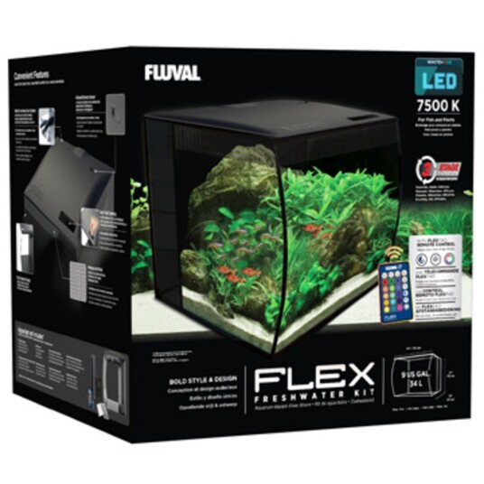 Fluval Flex Led Sort 34 liter