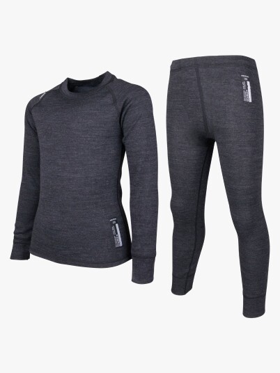 Lindberg Juniors' Merino Set 140, Black Melange Lindberg Juniors' Merino Set 140, Black Melange