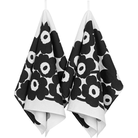 Marimekko Unikko Kjøkkenhåndkle 47x70 cm 2 pk Sort / Hvit Marimekko Unikko Kjøkkenhåndkle 47x70 cm 2 pk Sort / Hvit