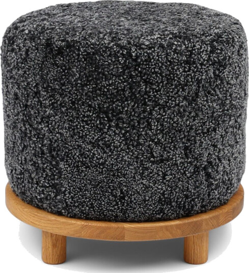 Simon pouf | Korthåret | D46xH42 cm   Koksgrå Eik