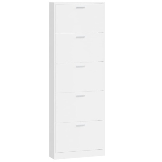 vidaXL Skoskap h?yglans hvit 59x17x169 cm konstruert tre vidaXL Skoskap h?yglans hvit 59x17x169 cm konstruert tre
