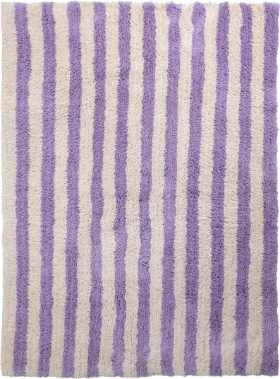 Ryetepper Thira Stripe Cotton Shaggy krem/lys lilla Størrelse: 240 x 340 cm