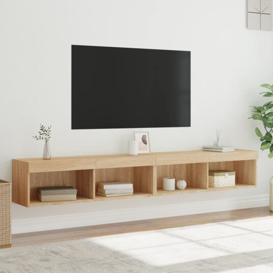 TV benker med LED lys 2 stk sonoma eik 100x30x30 cm TV benker med LED lys 2 stk sonoma eik 100x30x30 cm