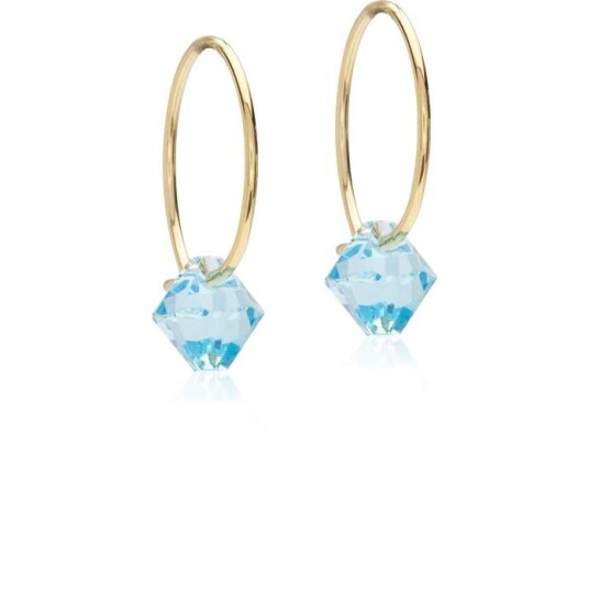 Blomdahl Golden Titanium Ear Ring 14 mm Bicone 6 mm Aqua Marine