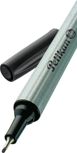 Pelikan Fineliner 96, Sort, Fint, Sort, Sølv, Rund, Metall, 0,4 Mm