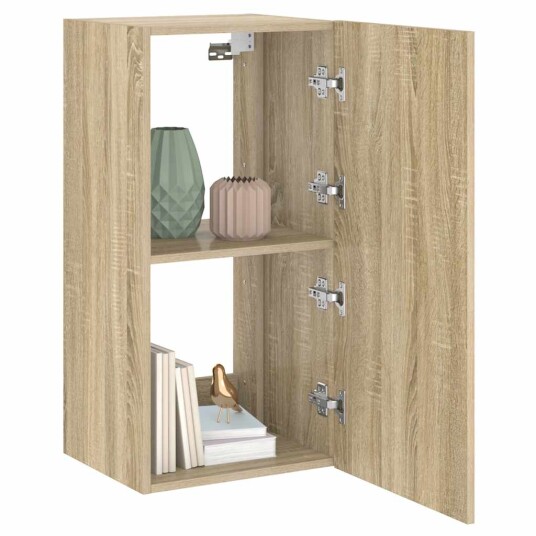 vidaXL Vegghengt TV-benk med LED sonoma eik 40,5x35x80 cm 8721012258464