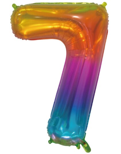 Tallet 7 STOR Metallisk Regnbuefarget Folieballong 76 cm