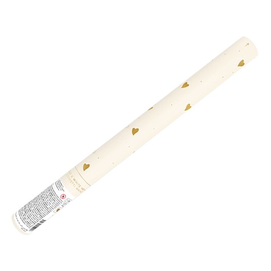 PartyDeco Konfettikanon Hjerter Gull/Hvit