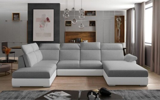 Seksjon Eltap Evanell 336x211x102 cm Sawana 21 Soft 17 Grå Hvit Høyre