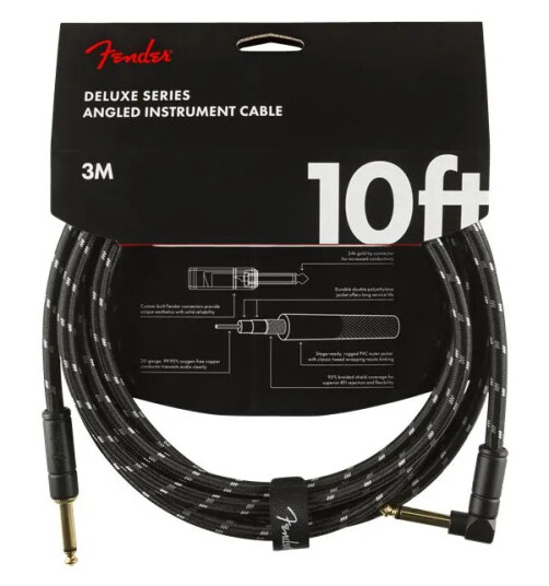 Fender Deluxe Series Instrument Cable Straight/angle 10' Svart Tweed Fender Deluxe Series Instrument Cable Straight/angle 10' Svart Tweed